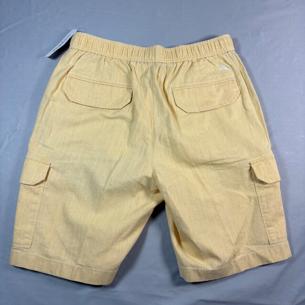 Tommy Bahama Linen The Dream Cargo 9 Shorts Mens Medium Wicker Yellow New - Picture 2 of 8